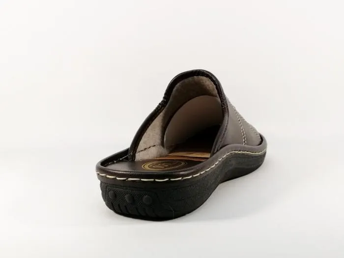 Chausson homme mule marron CHIC & RELAX puir confortable semelle cuir  Fabrication Europe